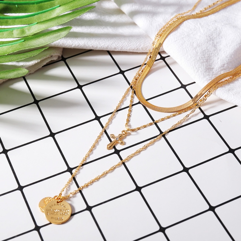 Ancient Coins Tree Cross Layering Necklaces Set - Picture 8 of 8